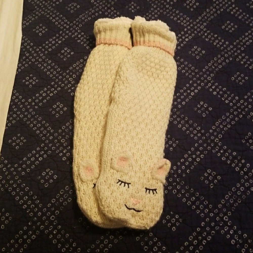Fleece lined bunny slipper socks M-L